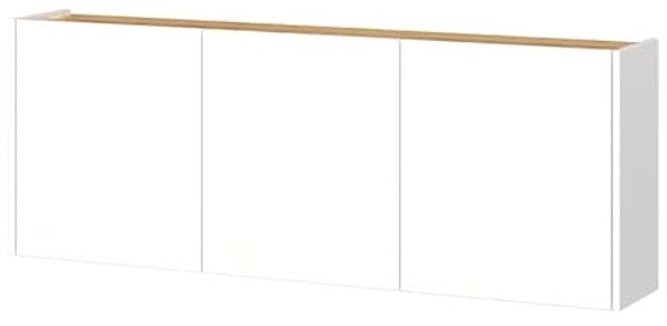 Lomadox Schuhschrank LAPUA-01 Schuhkommode Flurschrank, weiß mit Eiche, grifflos