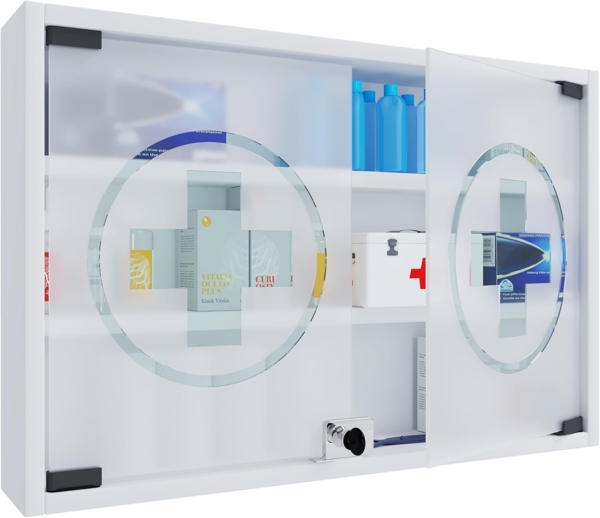 VCM Medizinschrank Hustila 920778 Weiß H. 40 x B. 60 x T. 10 cm