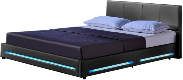 HOME DELUXE LED Bett ASTEROID - 180 x 200 cm Dunkelgrau