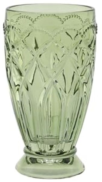 Chic Antique - Wasserglas Trinkglas Glas 350ml Olive Grün mit Muster 61098621