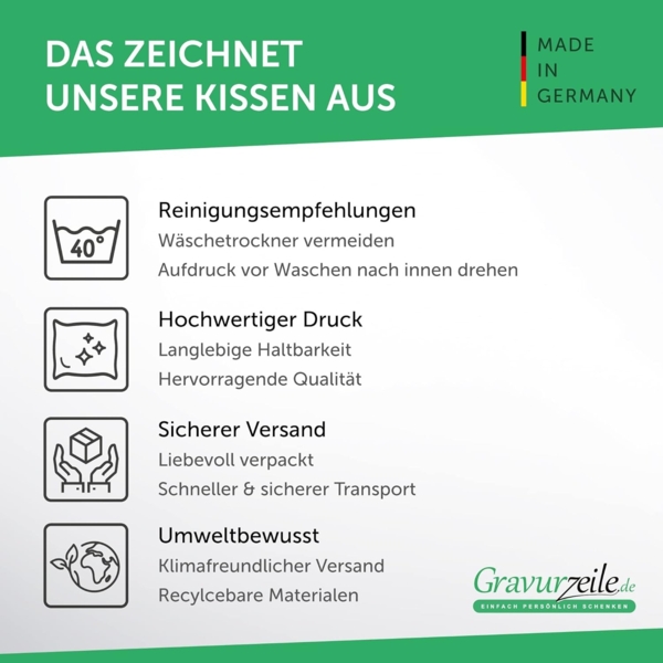 GRAVURZEILE Zierkissen mit Spruch - Glück ist - Geschenk für Freunde & Familie -, starke Farben ohne verblassen - Sohn - mit Füllung Bild 7