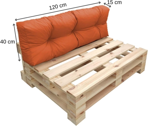 chilly pilley Palettenkissen Wasserdicht Palettenauflage Palettenpolster Palettenmöbel Gartenkissen Wasserfest Wasserabweisend viele Größen und Farben (Set 7 er. Orange) Bild 4