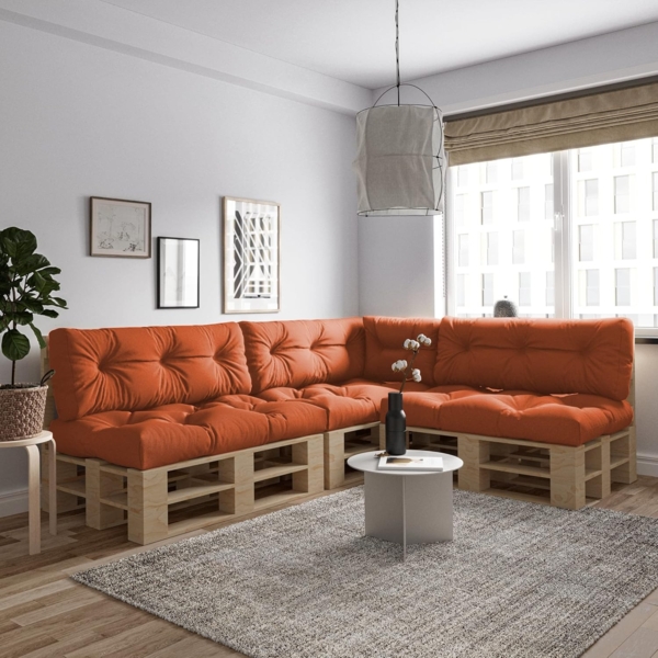 chilly pilley Palettenkissen Wasserdicht Palettenauflage Palettenpolster Palettenmöbel Gartenkissen Wasserfest Wasserabweisend viele Größen und Farben (Set 7 er. Orange) Bild 2