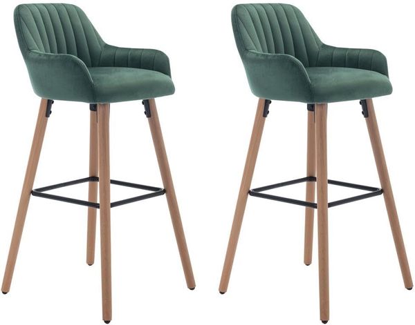 Vente-unique - ELEANA Barhocker SamtStoff Grün - B 52 cm x H 98 cm x L 47 cm