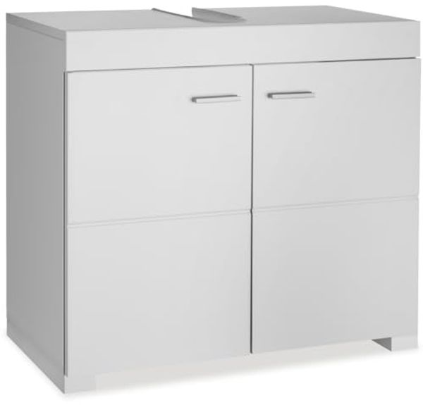 tectake Waschbeckenunterschrank Badezimmerschrank Idris, 2 Fächer, Belastbarkeit 35 kg (60 x 35 x 56 cm) 2 geräumige Fächer