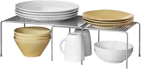 Küchenregal Geschirrablage ausziehbar Organizer Küche mDesign 2-teilig Silber