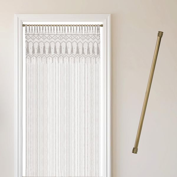 Cozyor Türvorhang Makramee 132 x 200 cm Boho Vorhang Fenstervorhang Raumteiler (1 St), Schlaufen, Baumwolle, mit Vorhangstange zum Klemmen weiß Wandteppich Wandbehang