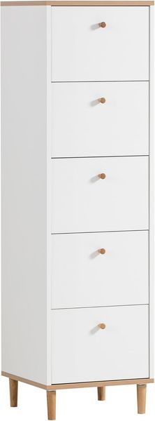 Schildmeyer Hilda Kommode, Holzwerkstoff, weiß matt/artisaneiche Dekor, 40 x 40 x 142 cm