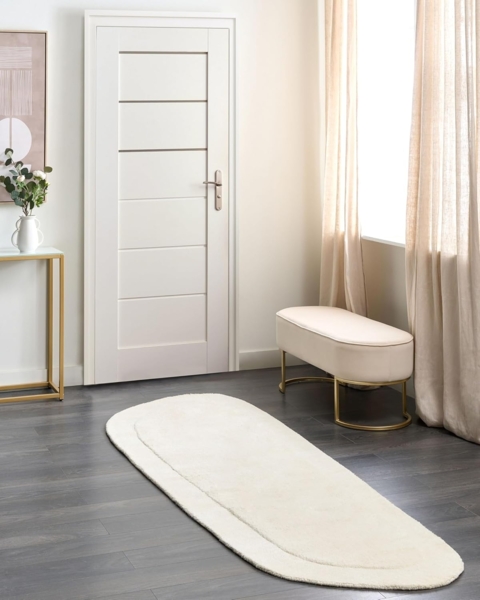 Teppich Viskose hellbeige 80 x 250 cm Kurzflor BERANI Bild 2