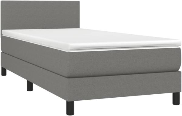 vidaXL Boxspringbett mit Matratze & LED Dunkelgrau 100x200 cm Stoff 3132974