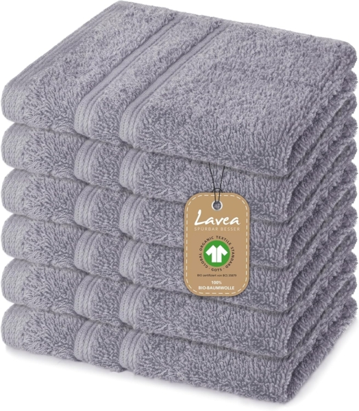Lavea Seiftuch Bali, 30x30cm aus 100% Bio-Baumwolle, einzigartig weiche Seiftücher mit Aufhänger (Set, 6-St), hochwertige und nachhaltige Premium Waschlappen - schonende Reinigung