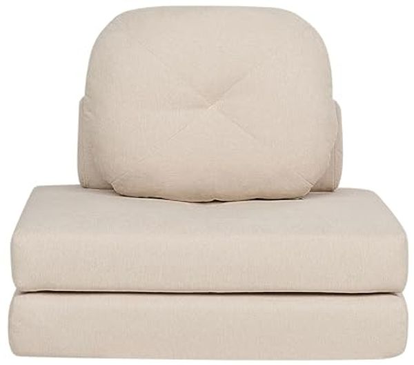 Beliani 'OLDEN' 1-Sitzer Bodensofa mit Schlaffunktion, Beige, Stoff