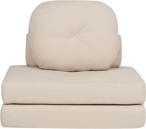 Beliani OLDEN 1-Sitzer Bodensofa mit Schlaffunktion, Beige, Stoff