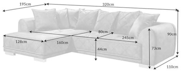 riess-ambiente Ecksofa DECADENCIA 320cm silbergrau · XXL Couch aus Samt inkl. 8 Kissen, Einzelartikel 1 Teile, Big-Sofa in L-Form · Ottomane beidseitig montierbar · Modern Design Bild 3