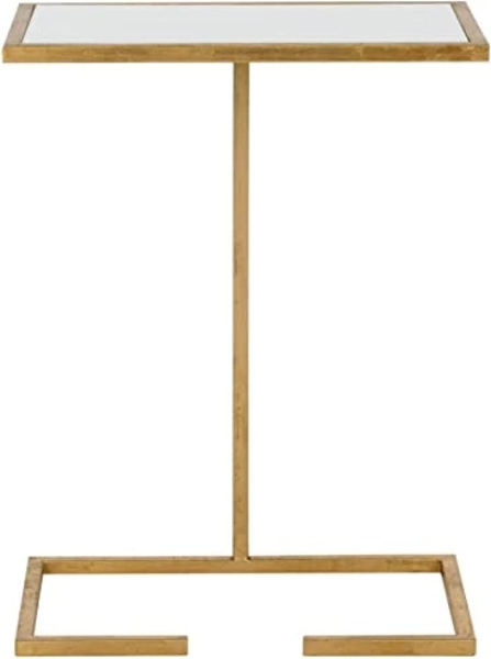 SAFAVIEH Glam Accent Table with Iron Legs, in Gold and White, 26 X 41 X 53.34