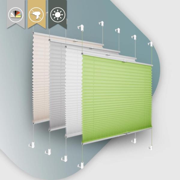 Plisseerollo ohne Bohren Klemmfix 55x130 cm(BxH) Grün Jalousie Sonnenschutz Easyfix Faltrollo Lichtdurchlässig Rollo für Fenster & Tür Bild 1