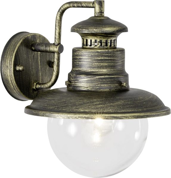 Lightbox Wandleuchte, ohne Leuchtmittel, Wandlampe für Außen, E27 Fassung, spritzwassergeschützt - Metall/Glas