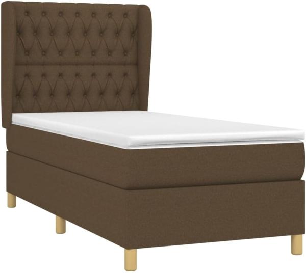 vidaXL Boxspringbett mit Matratze Dunkelbraun 90x190 cm Stoff 3128728