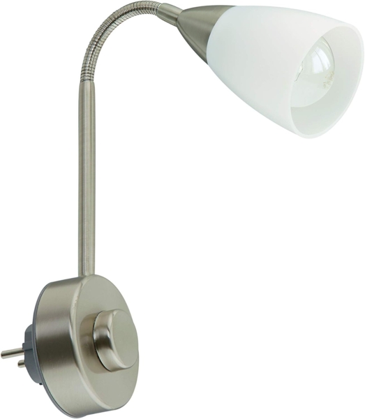 Briloner Steckerleuchte Fiche, matt-nickel weiß