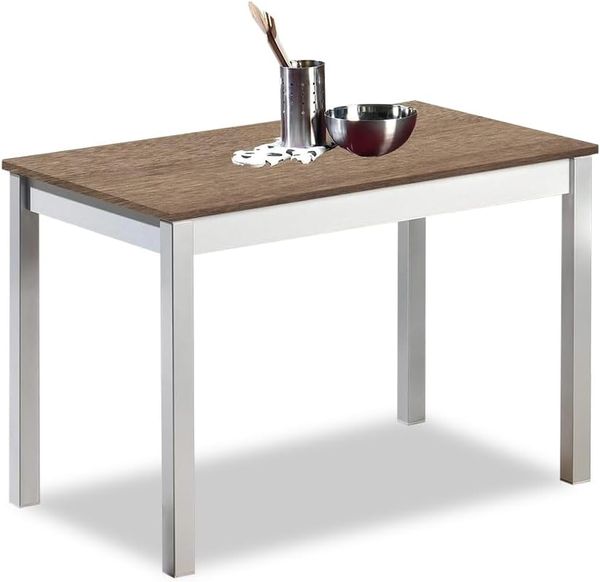 ASTIMESA Mesa fija Küchentisch, Metall Glas Holz, Eiche Tenesse, 90x50 cm