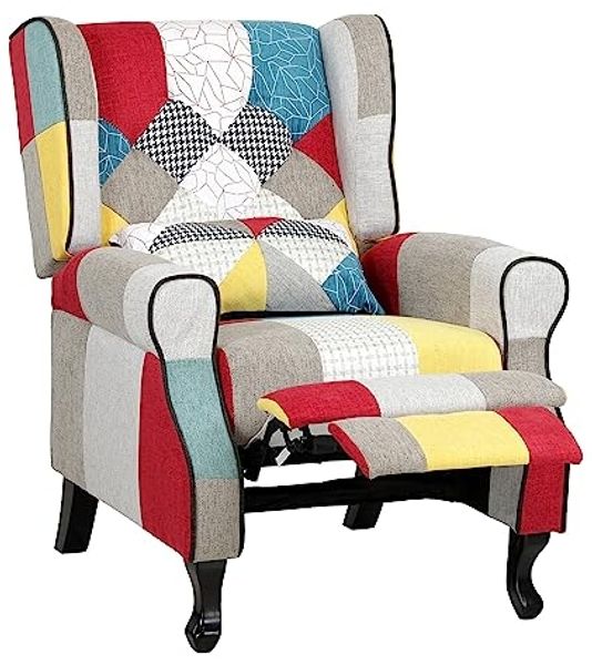 Totò Piccinni Relaxsessel mit gepolsterter Fußstütze, Leinwand, Patchwork Party, Comfort Bild 4