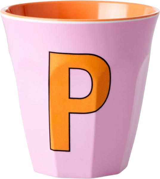 Rice Pink Print Melamin Becher Buchstabe P