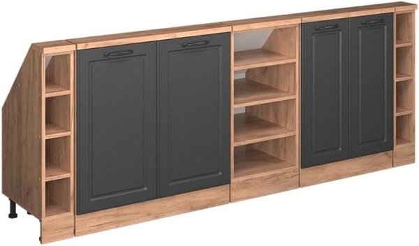 Dachschrägenschrank-Set Rion Anthrazit Landhaus/Goldkraft Eiche 5er Set Vicco