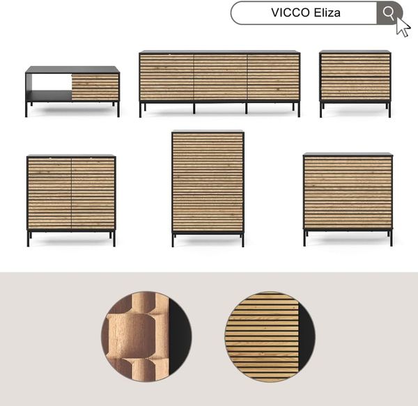 Nachttisch Eliza Goldkraft Eiche/Anthrazit 2er set Vicco Bild 7