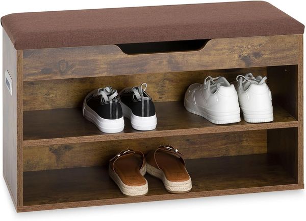 IDIMEX Schuhbank ISAAC, Schuhregal Flurbank mit Stauraum, 2 Ablagen und gepolsterte Sitzfläche