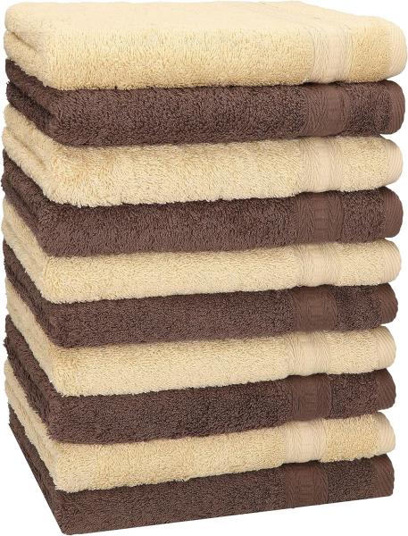 Betz Gästehandtücher 10 Stück Gästehandtücher GOLD Qualität 600 g/m² 30x50 cm beige/nuss, 100% Baumwolle