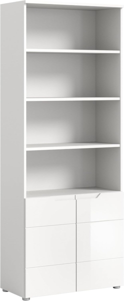 xonox. home Homeoffice Solero Büroschrank Stauraumregal Büro-Aufbewahrung Dokumentenschrank Büromöbel in Front weiß Hochglanz tiefzieh Korpus weiß, , ca. 76 x 193 x 37 cm