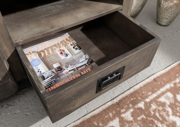 Massivmoebel24 TV-Board (TV-Board Mango 160x45x50 grau lackiert RAILWAY #201) Bild 6