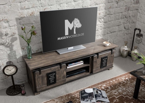 Massivmoebel24 TV-Board (TV-Board Mango 160x45x50 grau lackiert RAILWAY #201) Bild 2