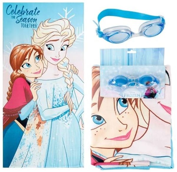 Disney Frozen Kinder Strandtuch 70 × 140 cm mit Schwimmbrille als Set