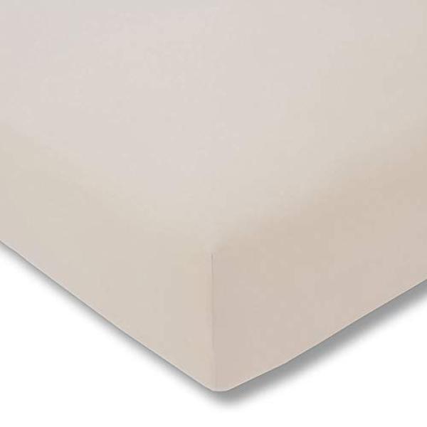 ESTELLA Spannbetttuch Feinjersey | beige | 150x200 cm | passend für Matratzen 140-160 cm (Breite) x 200 cm (Länge) | trocknerfest und bügelfrei | 100% Baumwolle