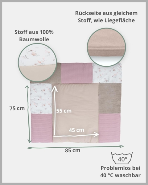 ULLENBOOM ® Wickelauflagenbezug 75x85 cm Märchenwald (Made in EU) - abnehmbarer Bezug für Wickelauflage 85x75, Baby Überzug für Wickelunterlage aus Baumwolle, Wickelbezug für Wickeltisch Bild 4