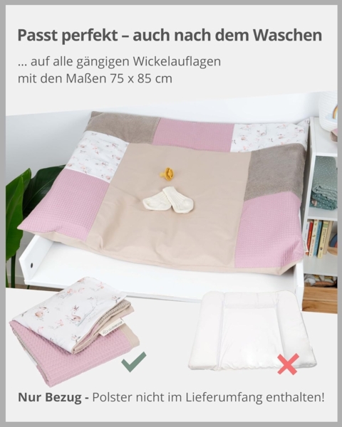 ULLENBOOM ® Wickelauflagenbezug 75x85 cm Märchenwald (Made in EU) - abnehmbarer Bezug für Wickelauflage 85x75, Baby Überzug für Wickelunterlage aus Baumwolle, Wickelbezug für Wickeltisch Bild 7