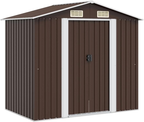 vidaXL Geräteschuppen Braun 204x132x186 cm Stahl 47029