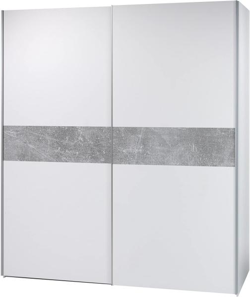 Schwebetürenschrank 170cm Weiß Beton optik