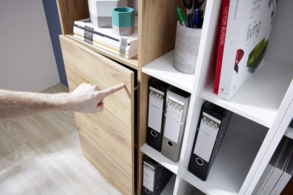 Germania 4-TLG. Büromöbel-Set 8057-513 GW-Lioni, inklusive Schreibtisch und DREI Aktenschränke, im Dekor Weiß/Navarra-Eiche-Nb. Bild 10