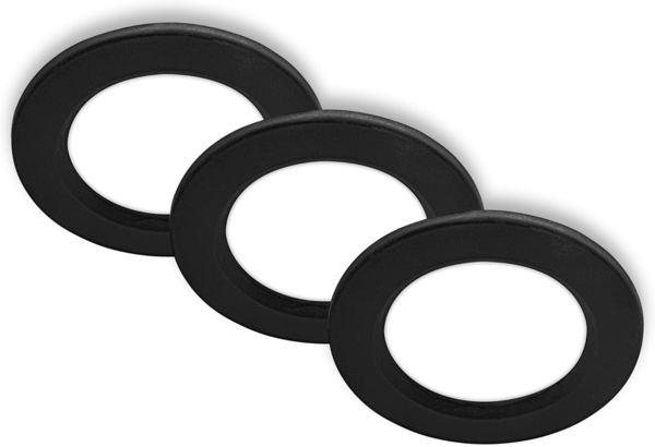 BRILONER - 3er Set LED Einbaustrahler 230V flach, neutralweißes Licht, je 3W 330lm, LED Spot, Deckenspots, Spots 230V, Einbauleuchten, Einbauspots, Deckenstrahler, 9x2,8 cm (DxH), Schwarz