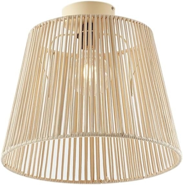 Qazqa Außen-Deckenleuchte Jayla, ohne Leuchtmittel, E27, Beige, Japandi, Seil, 1-flammig