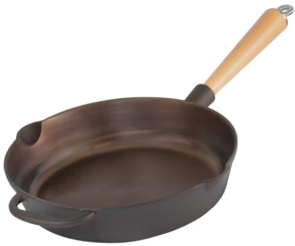 Mahlzeit Grillpfanne Polierte Gusseisenpfanne Ø 27 cm, Bratpfanne mit zwei Ausgießern, Gusseisen (1-tlg)