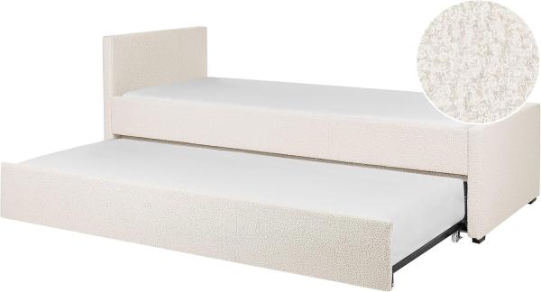 Tagesbett ausziehbar Bouclé hellbeige Lattenrost 80x200 cm MARMANDE