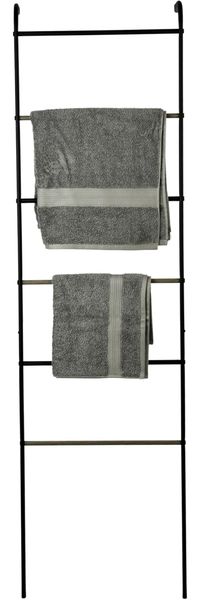 Amazon Marke - Movian,Leiter Kleiderständer aus Metall,6 Stangen und 2 abnehmbare Haken im Lieferumfang enthalten,Wohnzimmer, Eingang-Metal Garment Rack PI-L160, Schwarze Eiche, 45 x 14 x 161 cm
