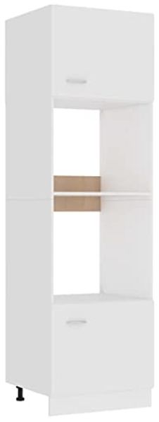 vidaXL Mikrowellenumbauschrank Küchenschrank Küche Hochschrank Küchenmöbel Küchenzeile für Backofen Mikrowelle Weiß 60 x 57 x 207 cm Holzwerkstoff