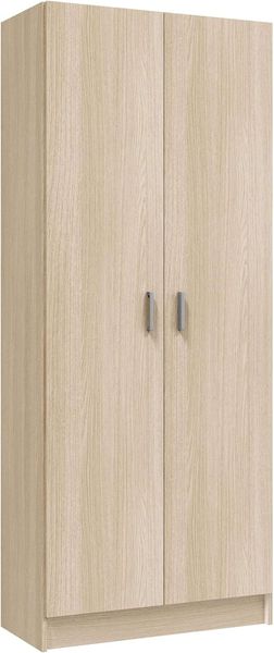 Mehrzweck-Kleiderschrank mit zwei Flügeltüren und zwei höhenverstellbaren Einlegeböden, Eichenfarbe, 73x37 x H180 cm