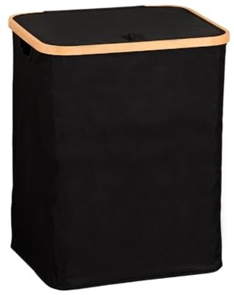 KESPER Wäschesammler aus recyceltem Polyester und Bambus / Wäschekorb