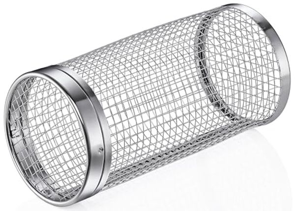 KÜCHENPROFI Zylindrischer Grillkorb Rondo, Edelstahl rostfrei, 360° drehbarer Gemüsekorb, Feines Gitter für Kleingeschnittenes im Grillbehälter, Grillzylinder, Spülmaschinengeeignet