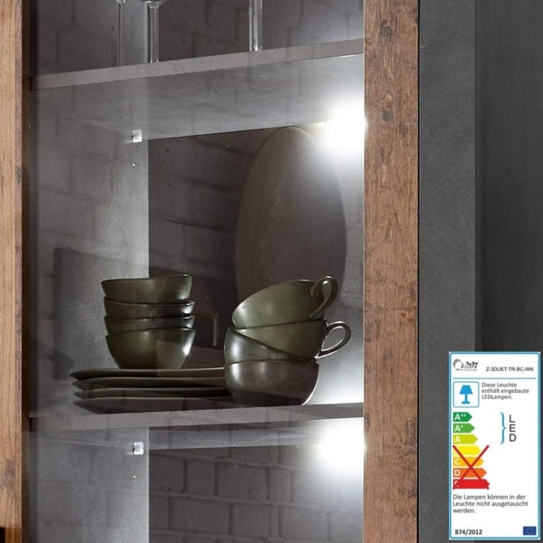 Lomadox Vitrine BERLIN-61 Old Mix Dekor mit Matera grau inkl. LED 97/201/40 cm Bild 8